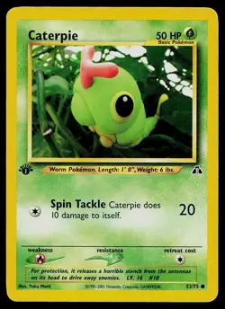 Pokemon Card Neo Discovery Caterpie 53/75 1st Edition Common Morii - Image 1