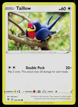 Pokemon Card Vivid Voltage Taillow 133/185 Common - Image 1