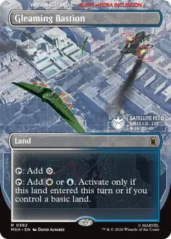 1x Gleaming Bastion - Foil - Borderless MTG - Marvel Super Heroes - NM-Mint - Image 1