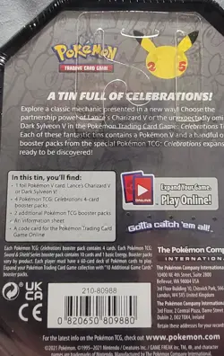 Pokemon 25th Anniversary Celebrations Tin Set: Lance's Charizard & Dark Sylveon - Image 3