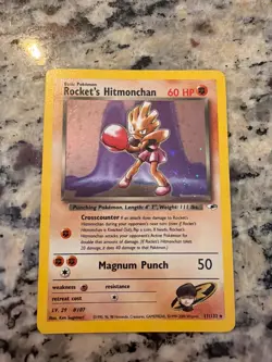 Rocket's Hitmonchan 11/132 Gym Heroes Holo Rare Unlimited 60 HP English - Image 1