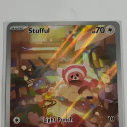 Pokemon TCG Stufful 154/132 Me01 Mega Evolution Full Art Holo IR EN Basic HP70 - Image 3