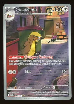 2025 Pokemon Mega Evolution Gumshoos Illustration Rare Holo 153/132 - Image 1