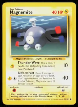 2000 Pokemon Base Set Unlimited Magnemite Common #53/102 - Poor - Image 1