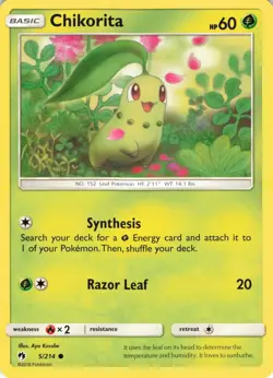 Pokemon Chikorita Lost Thunder 5/214 Common EN - Image 1