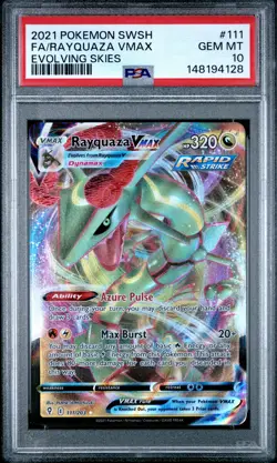 2021 POKEMON SWORD & SHIELD EVOLVING SKIES #111 FULL ART/RAYQUAZA VMAX PSA 10 - Image 1