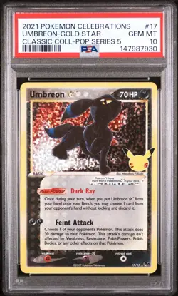 2021 POKEMON CELEBRATIONS CLASSIC COLLECTION #17 UMBREON-GOLD STAR PSA 10 - Image 1