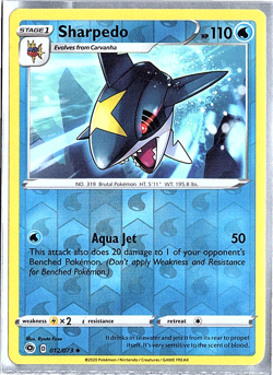 Pokemon Champions Path Sharpedo Reverse Holo 012/073 - Image 1