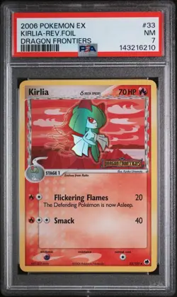 PSA 7 NM Pokemon 2006 Ex Dragon Frontiers Kirlia Reverse Rev Foil Holo #33 - Image 1