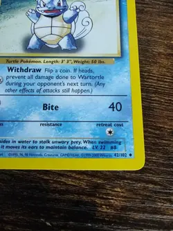 Pokemon Base Set Wartortle 42/102 Non Holo 1999-2000 UK Print - Image 2