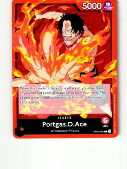 Portgas.D.Ace OP03-001 Leader Pillars of Strength One Piece Lightly Played - Image 1