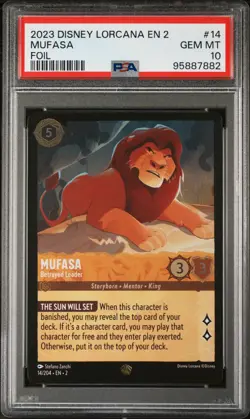 PSA 10 Disney Lorcana EN 2 Mufasa - Betrayed Leader 14/204 Legendary *FOIL* - Image 1