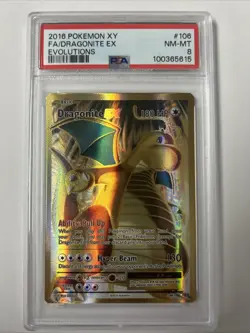 2016 Pokemon XY Evolutions Dragonite EX 106/108 - PSA 8 NM MINT - Image 1