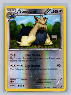 Stoutland - 83/114 - Reverse Holo Rare - Pokemon TCG Black & White - NM - Image 1