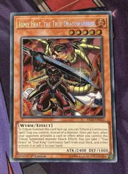 Ignis Heat, the True Dracowarrior - Yugioh 1st Ed Secret Rare - FIGA-EN053 LP - Image 1