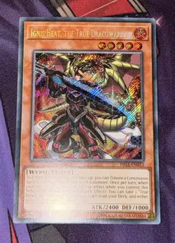 Ignis Heat, the True Dracowarrior - Yugioh 1st Ed Secret Rare - FIGA-EN053 LP - Image 2