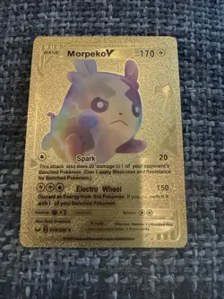 Pokemon Morpeko V 170hp Gold Foil Fan Art Collector Card TCG Rainbow - Image 1