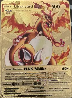Pokemon Charizard DX HP500 Gold Metal Card Collectible Display - Image 2