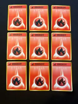 Pokemon Japanese Pocket Monsters Card Base Set Fire Energy Lot of 9 - Image 1