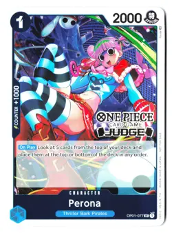 Perona (Judge Pack Vol. 2) OP01-077 - One Piece Promo Stamped Card PR Foil NM - Image 1