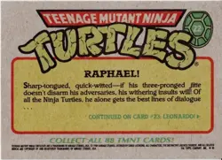 Teenage Mutant Ninja Turtles #22 Trading Card Raphael 1989 Mint - Image 2