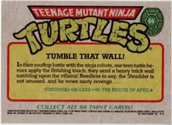 Teenage Mutant Ninja Turtles #44 Trading Card Tumble That Wall 1989 New Mint - Image 3