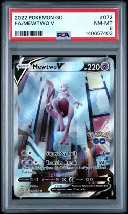 2022 Pokemon Go Mewtwo V Alt Full Art Card PSA 8 72/78 - Image 1