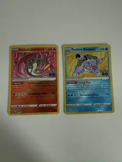 Radiant Charizard & Blastoise Pokemon GO TCG Cards 011/078, 018/078 - Image 1