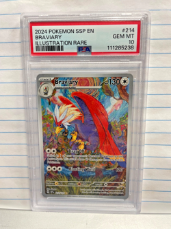 Pokemon TCG Braviary Illustration Rare Card 214/191 SV08 Surging Sparks PSA 10 - Image 1