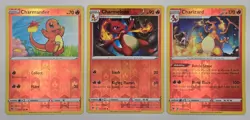 Pokemon TCG Charizard Evoution Line Set Reverse Foil Vivid Voltage (3 Cards) - Image 1