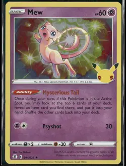 Mew 011/025 Holo Rare Celebrations Pokemon Holo Lightly Played - Image 2