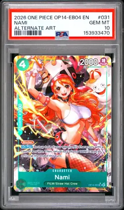 2026 One Piece OP14 EB04 EN Nami Alternate Art #031 PSA 10 GEM MINT - Image 1