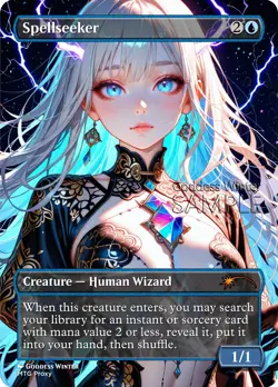MTG - Spellseeker - Fanart Borderless Style - EDH / Playtest - Image 1