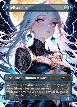 MTG - Spellseeker - Fanart Borderless Style - EDH / Playtest - Image 1