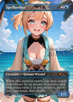 MTG - Spellseeker - Fanart Borderless Style - EDH / Playtest - Image 1