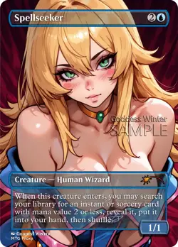 MTG - Spellseeker - Fanart Borderless Style - EDH / Playtest - Image 1