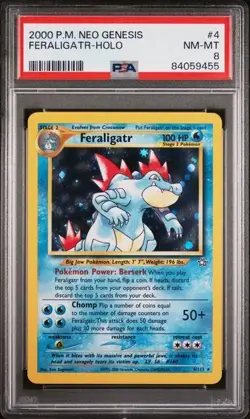 PSA 8 Feraligatr [Swirl] - 4/111 - Neo Genesis - Pokemon - Read Description - Image 1