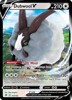 Dubwool V (153/192) Sword & Shield: Rebel Clash​ - Near Mint Holofoil Pokemon TC - Image 1