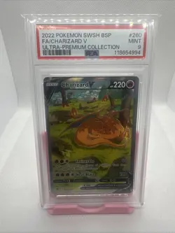 2022 POKEMON SWSH ULTRA-PREMIUM COLL PROMO #260 FULL ART/CHARIZARD V PSA 9 - Image 1