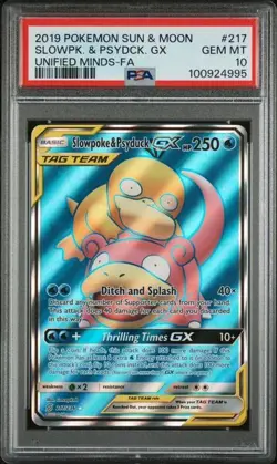 PSA 10 Slowpoke & Psyduck GX - 217/236 - Unified Minds - Pokemon - Read Desc. - Image 1