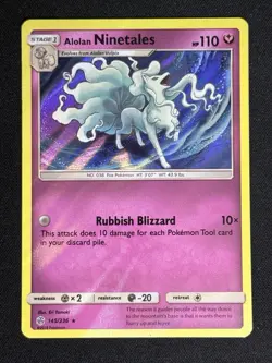 Alolan Ninetales 145/236 Holo Sm-Cosmic Eclipse Pokemon Card TCG - Image 1