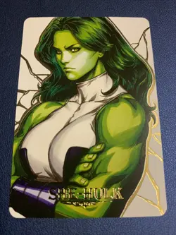 She-Hulk Marvel Hero Anime Doujin Gold Foil Holo Art Trading Card ACG Carddass - Image 1