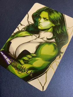 She-Hulk Marvel Hero Anime Doujin Gold Foil Holo Art Trading Card ACG Carddass - Image 3