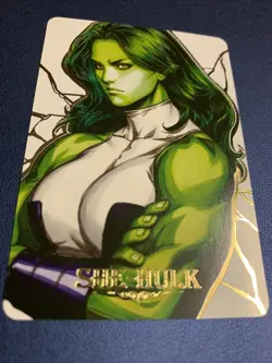 She-Hulk Marvel Hero Anime Doujin Gold Foil Holo Art Trading Card ACG Carddass - Image 5