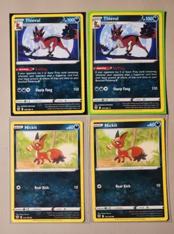 3x Thievul 104/189 & 2x Nickit 103/189 Pokemon card Astral Radiance NM - Image 1