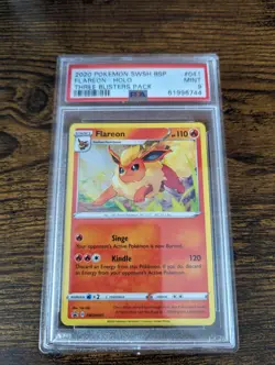 Pokemon Card | Sword & Shield Three Blisters Pack | Flareon Holo SWSH041 PSA 9 - Image 1