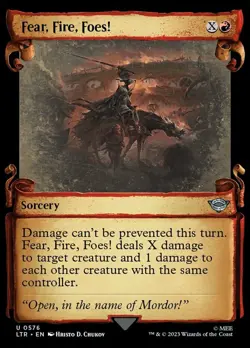 1x Fear, Fire, Foes! - Foil - Showcase Scrolls MTG - Universes Beyond: The Lord - Image 1