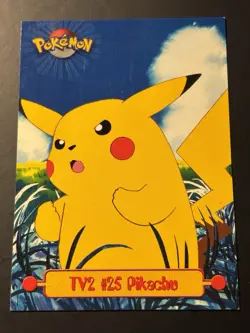PIKACHU 1999 Topps Pokemon TV Animation Edition Series 1 Blue Logo TV2 #25 LP/MP - Image 1