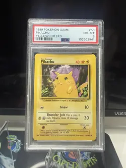 Pokemon 1999 Base Set WotC Pikachu Yellow Cheeks 58/102 PSA 8 - Image 1