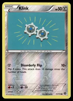 Klink 71/114 Common Steam Siege Pokemon Reverse Holo Moderately Played - Image 1